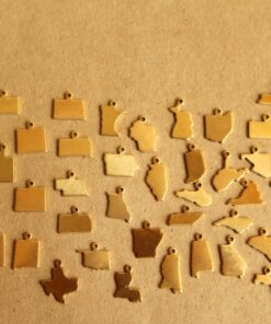 6 pc. Antique Brass Plated Minnesota State Charms / Blanks: 9mm by 12mm - made in USA | AB-093