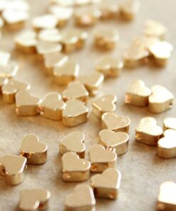 16 pc. Gold Plated Brass Heart Beads, 7mm by 6mm | FI-481