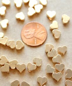 16 pc. Gold Plated Brass Heart Beads, 7mm by 6mm | FI-481
