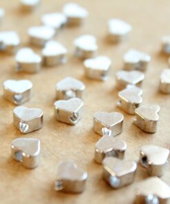 16 pc. Silver Plated Brass Heart Beads, 7mm by 6mm | FI-482
