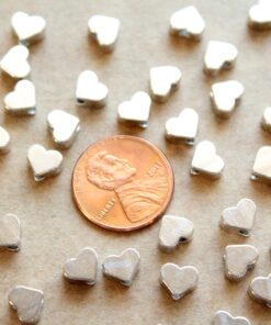 16 pc. Silver Plated Brass Heart Beads, 7mm by 6mm | FI-482