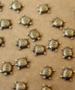 8 pc. Tiny Antique Brass Plated Turtles: 8.5mm by 7mm - made in USA | AB-103