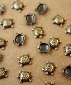8 pc. Tiny Antique Brass Plated Turtles: 8.5mm by 7mm - made in USA | AB-103