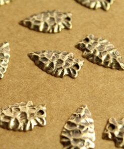 5 pc. Antique Brass Plated Arrowheads: 19mm by 11mm - made in USA | AB-154