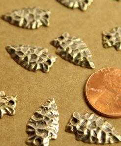 5 pc. Antique Brass Plated Arrowheads: 19mm by 11mm - made in USA | AB-154