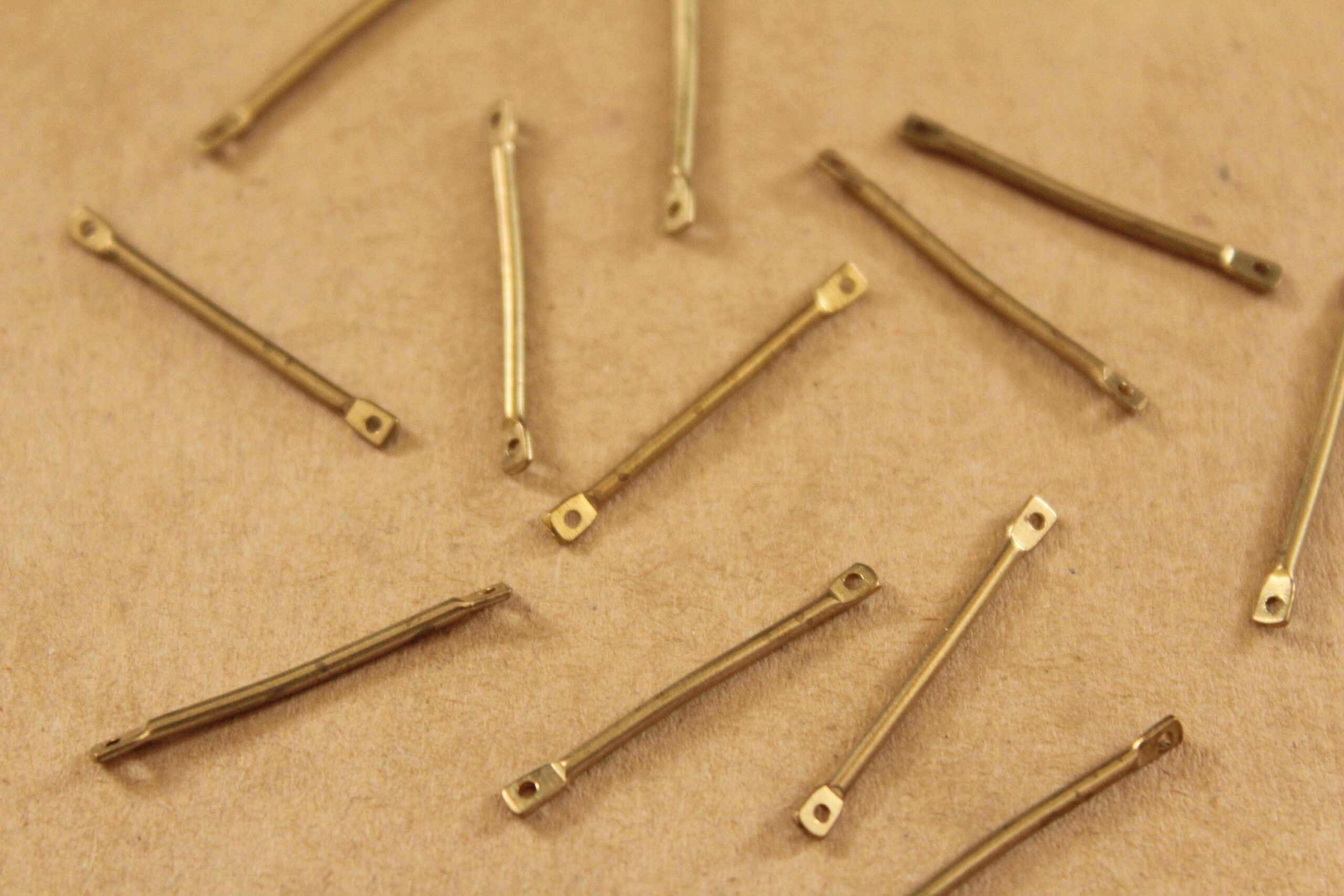 12 pc. Raw Brass Bar Links with Two Holes: 22.5mm by 1mm - made in USA | FI-465