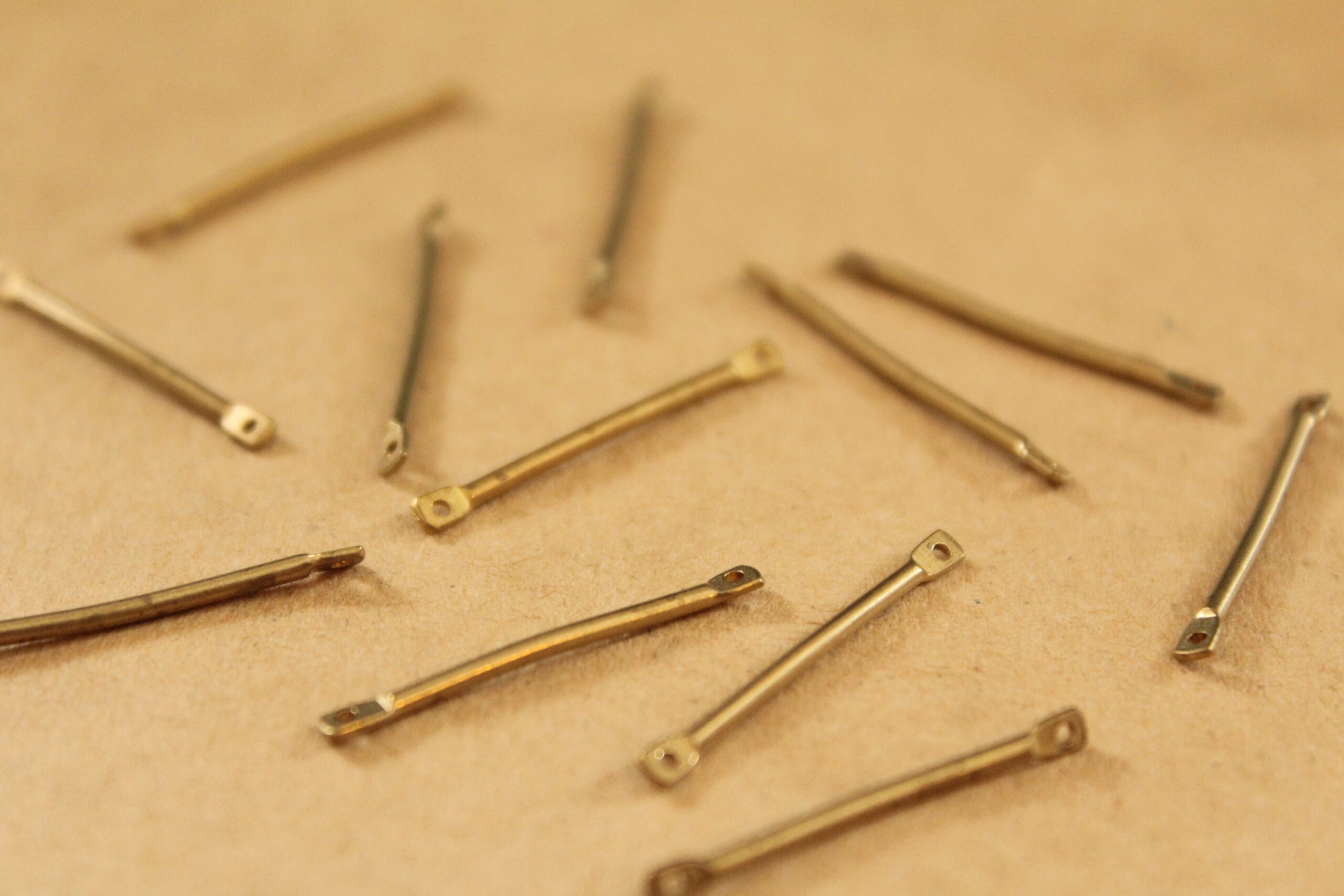 12 pc. Raw Brass Bar Links with Two Holes: 22.5mm by 1mm - made in USA | FI-465
