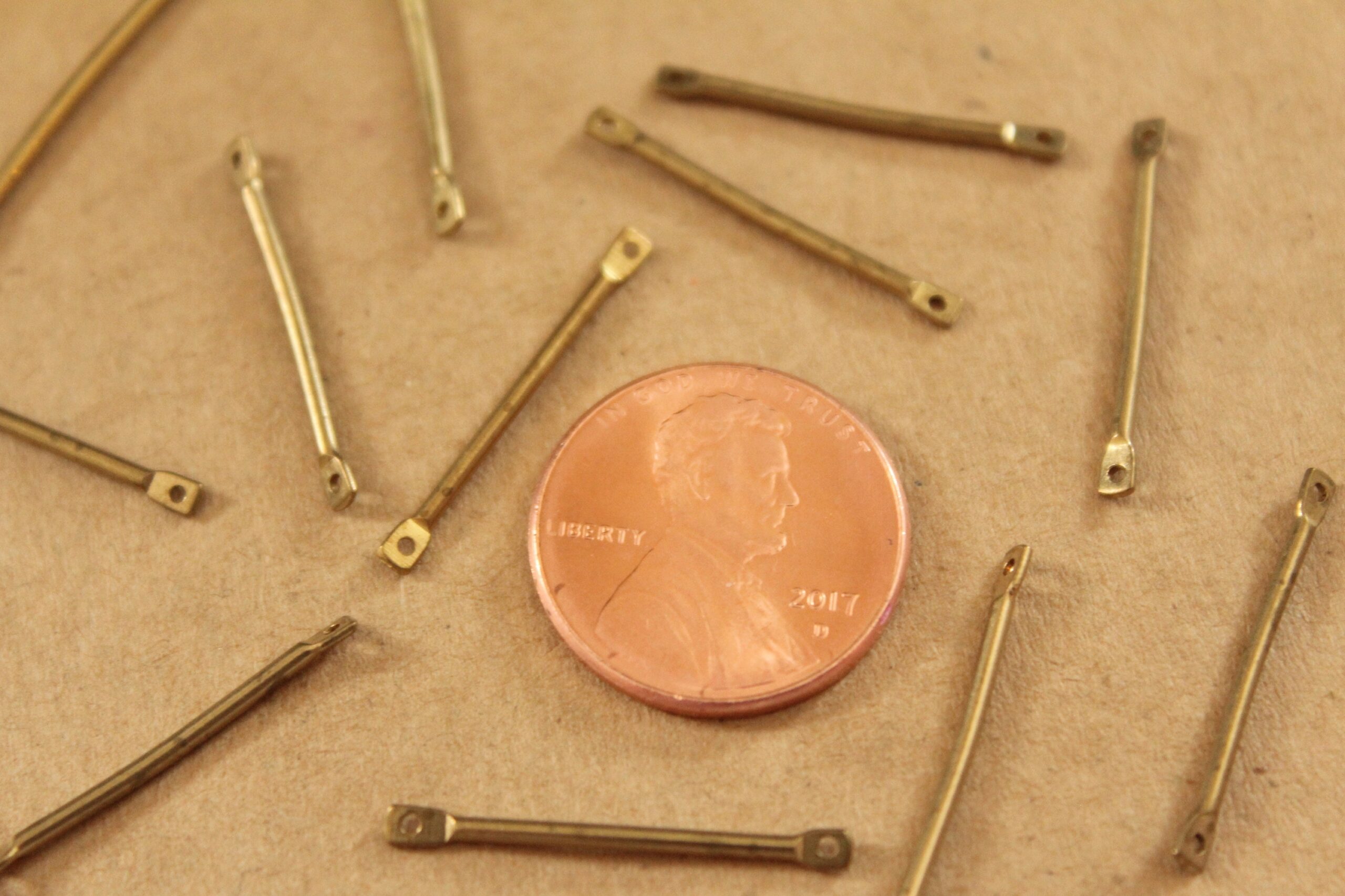 12 pc. Raw Brass Bar Links with Two Holes: 22.5mm by 1mm - made in USA | FI-465