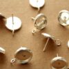 10 pc. 10mm Ear Post Blank Cabochon Setting with Loop, Bright Silver Plated, Nickel Free | FI-501