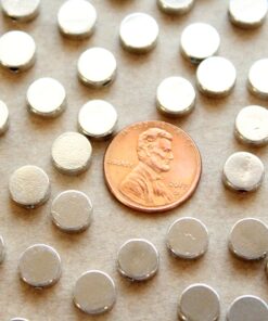 18 pc. Silver Plated Brass Circle Beads, 8mm in diameter, round flat disc coin side drilled | FI-483