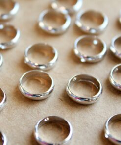 8 pc. Silver Plated Spinner Rings: 10mm outer diameter, 7.5mm inner diameter | FI-495