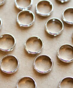 8 pc. Silver Plated Spinner Rings: 10mm outer diameter, 7.5mm inner diameter | FI-495