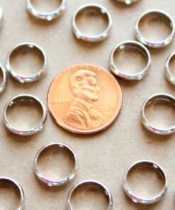 8 pc. Silver Plated Spinner Rings: 10mm outer diameter, 7.5mm inner diameter | FI-495