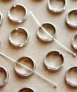 8 pc. Silver Plated Spinner Rings: 10mm outer diameter, 7.5mm inner diameter | FI-495