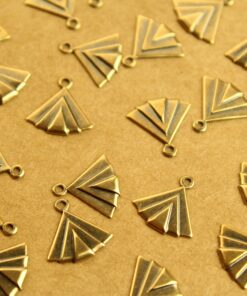 10 pc. Antique Brass Art Deco Fan Charms: 12mm by 12mm - made in USA | AB-197