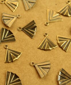 10 pc. Antique Brass Art Deco Fan Charms: 12mm by 12mm - made in USA | AB-197