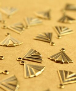 10 pc. Antique Brass Art Deco Fan Charms: 12mm by 12mm - made in USA | AB-197