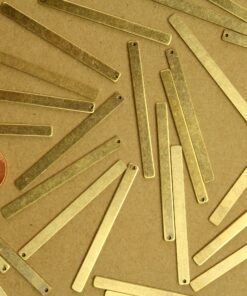 4 pc. Antique Brass Plated Narrow Bars with One Hole: 51mm by 4mm - made in USA | AB-270