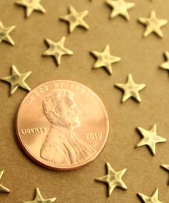 9 pc. Antique Brass Plated Hammered Stars: 7mm by 7mm - made in USA | AB-259