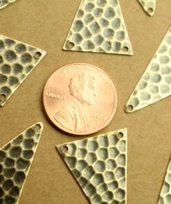 5 pc. Antique Brass Plated Hammered Triangle Three Hole Connectors - Top & Bottom Holes : 18.5mm by 27.5mm - made in USA | AB-253