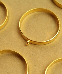 8 pc. Round Gold Plated Open Backed Circle Bezel Setting, 34.5mm diameter | FI-616
