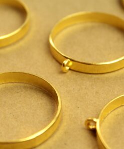 8 pc. Round Gold Plated Open Backed Circle Bezel Setting, 34.5mm diameter | FI-616