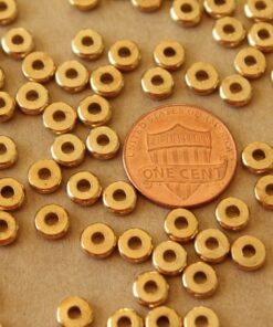 30 pc. Raw Brass Round Saucer Spacer Beads, 5mm in diameter | FI-644