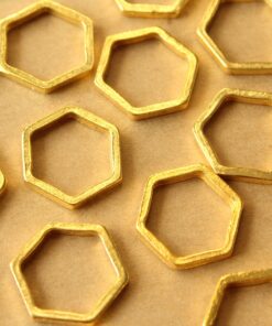 10 pc. Gold Plated Hexagon Links, 19.5mm by 22mm | FI-645