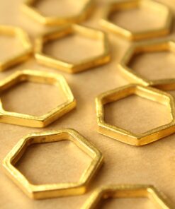 10 pc. Gold Plated Hexagon Links, 19.5mm by 22mm | FI-645