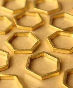 10 pc. Gold Plated Hexagon Links, 19.5mm by 22mm | FI-645