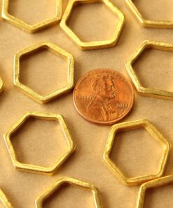 10 pc. Gold Plated Hexagon Links, 19.5mm by 22mm | FI-645