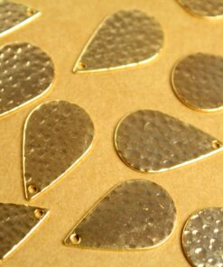 6 pc. Gold Plated Hammered Teardrop Charms, 22mm by 14mm | FI-585