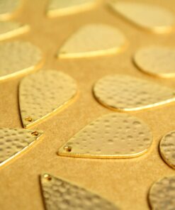 6 pc. Gold Plated Hammered Teardrop Charms, 22mm by 14mm | FI-585