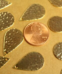 6 pc. Gold Plated Hammered Teardrop Charms, 22mm by 14mm | FI-585