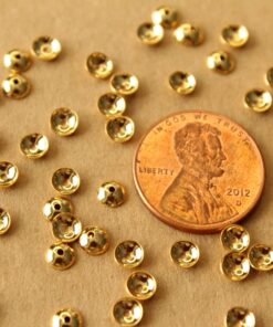 50 pc. Gold Plated Stainless Steel Bead Caps, 4mm | FI-648