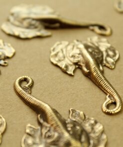 2 pc. Antique Brass Plated Elephant Head Charms: 49mm by 29mm - made in USA | AB-290