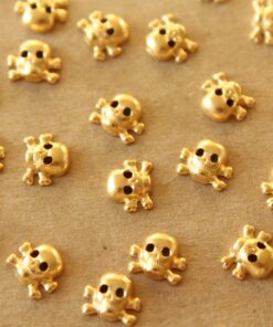 11 pc. Tiny Gold Plated Brass Skulls: 5.5mm by 8mm - made in USA | GLD-038*