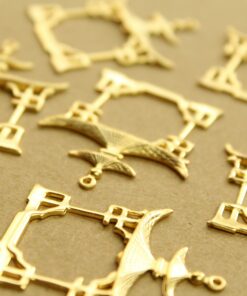 1 pc. Gold Plated Brass Pagoda Charms: 40mm by 33mm - made in USA | GLD-165