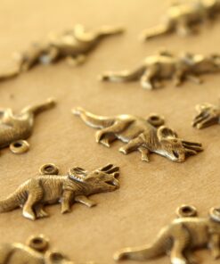3 pc. Antique Brass Plated Triceratops Charms: 26mm by 12.5mm - made in USA | AB-361