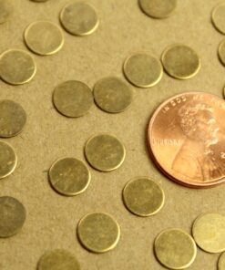 9 pc. Tiny Antique Brass Plated Circles: 7.5mm diameter - made in USA | AB-276