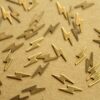 20 pc. Tiny Antique Brass Plated Lightning Bolts: 10.5mm by 3.9mm - made in USA | AB-302