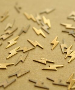 20 pc. Tiny Antique Brass Plated Lightning Bolts: 10.5mm by 3.9mm - made in USA | AB-302