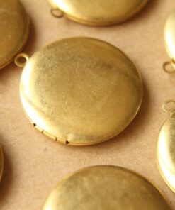 2 pc. Raw Brass Round Lockets 32mm x 36mm | LOC-045