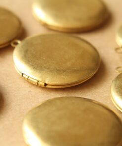 2 pc. Raw Brass Round Lockets 32mm x 36mm | LOC-045