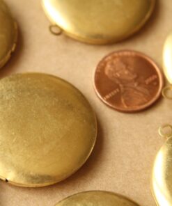 2 pc. Raw Brass Round Lockets 32mm x 36mm | LOC-045