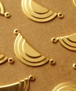 2 pc. Gold Plated Brass Geometric Layered Half Circle Charms: 27mm by 10mm - made in USA | GLD-029