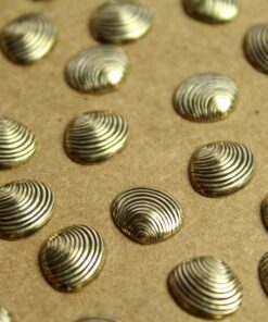 9 pc. Tiny Antique Brass Plated Clam Shells: 10mm by 8.5mm - made in USA | AB-312