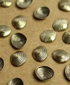 9 pc. Tiny Antique Brass Plated Clam Shells: 10mm by 8.5mm - made in USA | AB-312