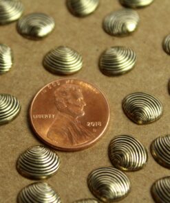 9 pc. Tiny Antique Brass Plated Clam Shells: 10mm by 8.5mm - made in USA | AB-312