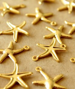 6 pc. Gold Plated Starfish Charms, 22mm x 20.5mm | MIS-217*